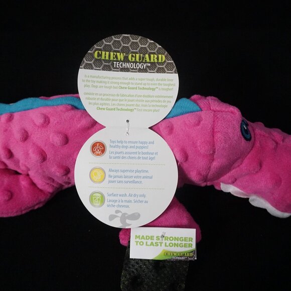 GoDog Large Pink Gator with Chew Guard Dog Toy - Picture 6 of 7